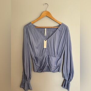 Anthropologie Lavender Blouse with Button Detail